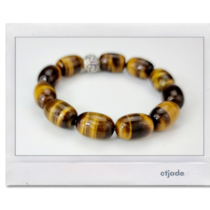 2006046 Trang sức đá phong thủy hộ mệnh vòng tay đá Mắt Hổ Tiger Eye CTjade Phiên Bản Đẹp